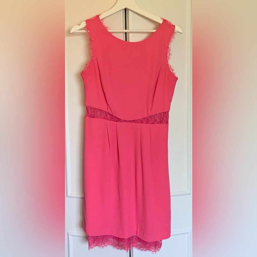 BCBGMaxAzria Pink Lace-Trim Sheath Dress